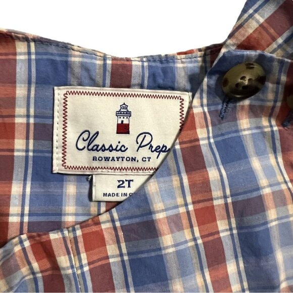Classic Prep 2T Red & Blue James Shortall Romper - Picture 5 of 5